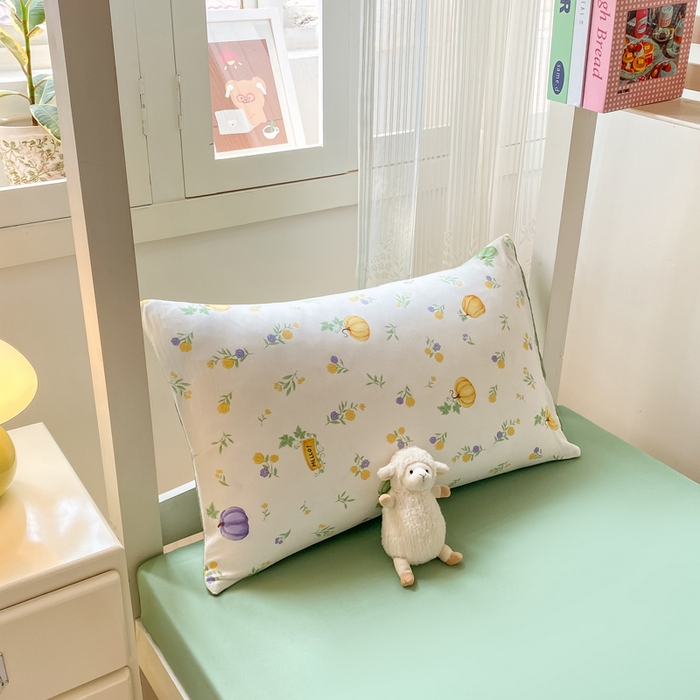 91家纺网 家纺一手货源 找家纺 芷凡家纺 2025新款水洗棉双层纱学生三件套宿舍上下铺三件套 小南瓜