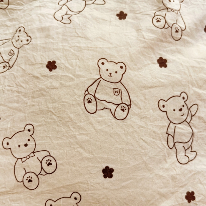 91家纺网 家纺一手货源 找家纺 芷凡家纺 2025新款水洗棉双层纱学生三件套宿舍上下铺三件套 小熊院长