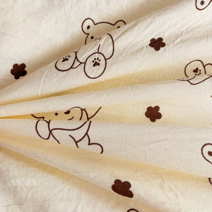 91家纺网 家纺一手货源 找家纺 芷凡家纺 2025新款水洗棉双层纱学生三件套宿舍上下铺三件套 小熊院长