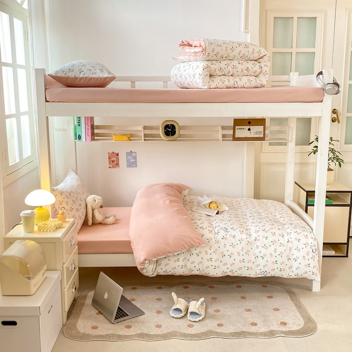 91家纺网 家纺一手货源 找家纺 芷凡家纺 2025新款水洗棉双层纱学生三件套宿舍上下铺三件套 余光