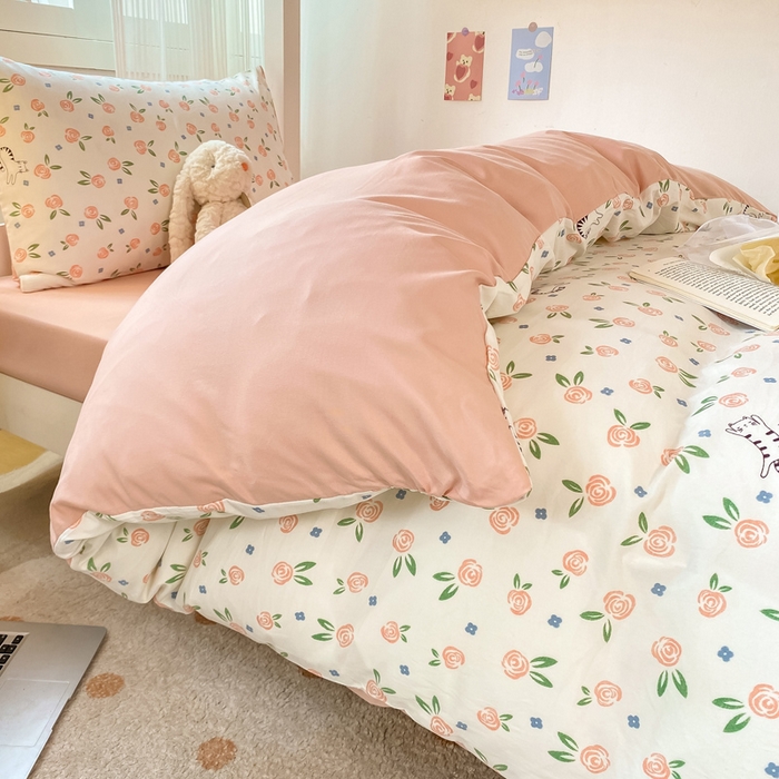 91家纺网 家纺一手货源 找家纺 芷凡家纺 2025新款水洗棉双层纱学生三件套宿舍上下铺三件套 余光