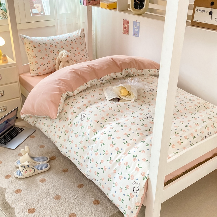 91家纺网 家纺一手货源 找家纺 芷凡家纺 2025新款水洗棉双层纱学生三件套宿舍上下铺三件套 余光