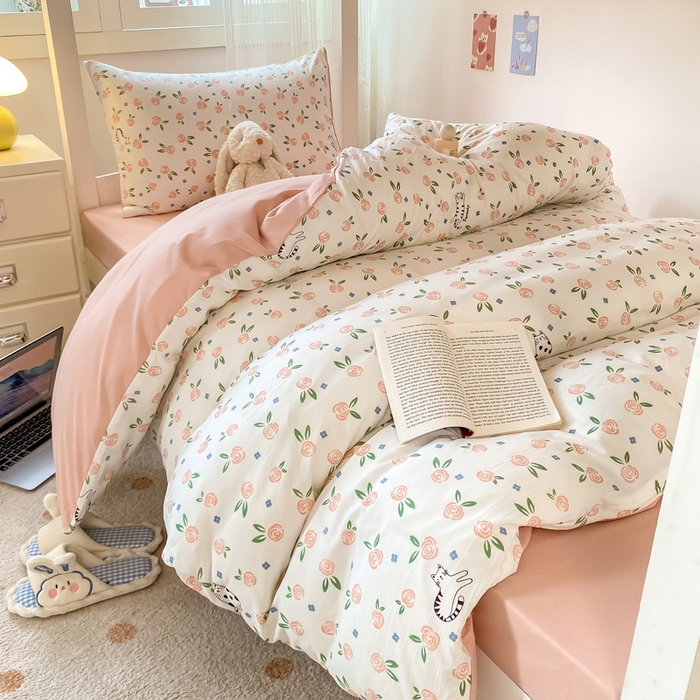 91家纺网 家纺一手货源 找家纺 芷凡家纺 2025新款水洗棉双层纱学生三件套宿舍上下铺三件套 余光