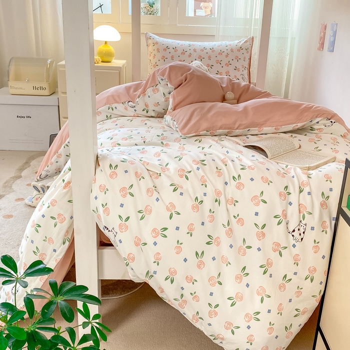 91家纺网 家纺一手货源 找家纺 芷凡家纺 2025新款水洗棉双层纱学生三件套宿舍上下铺三件套 余光