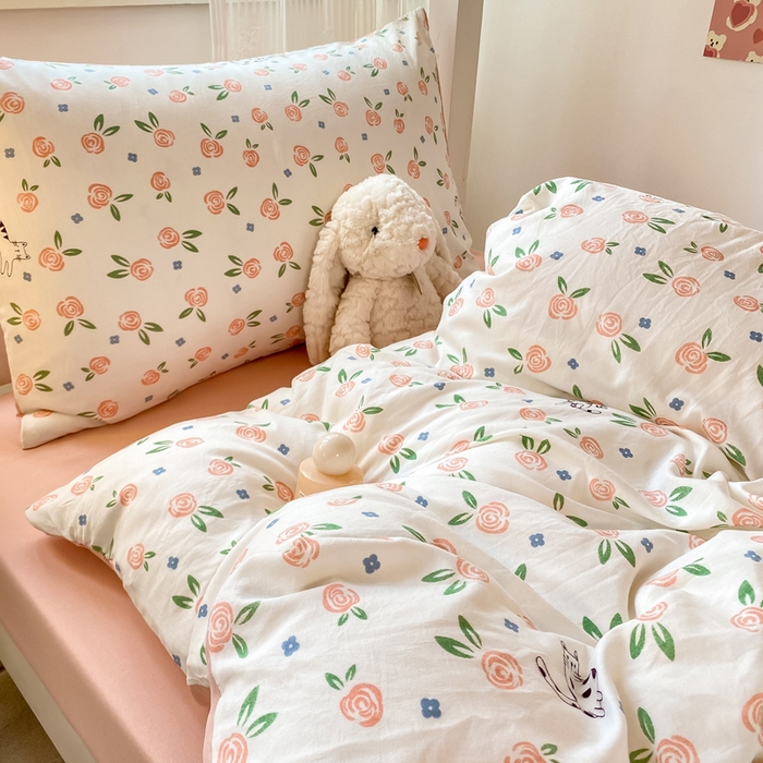 91家纺网 家纺一手货源 找家纺 芷凡家纺 2025新款水洗棉双层纱学生三件套宿舍上下铺三件套 余光