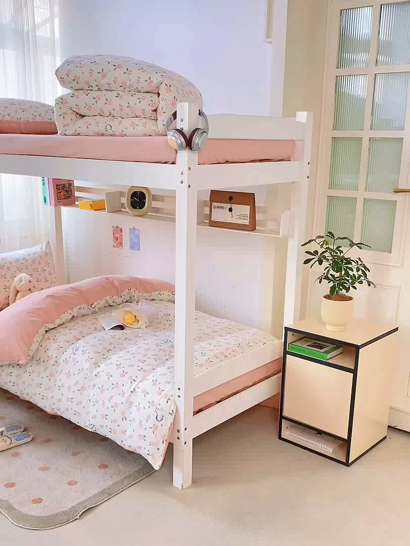 91家纺网 家纺一手货源 找家纺 芷凡家纺 2025新款水洗棉双层纱学生三件套宿舍上下铺三件套 余光