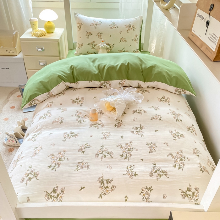 91家纺网 家纺一手货源 找家纺 芷凡家纺 2025新款水洗棉双层纱学生三件套宿舍上下铺三件套 雨季