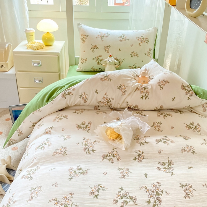 91家纺网 家纺一手货源 找家纺 芷凡家纺 2025新款水洗棉双层纱学生三件套宿舍上下铺三件套 雨季