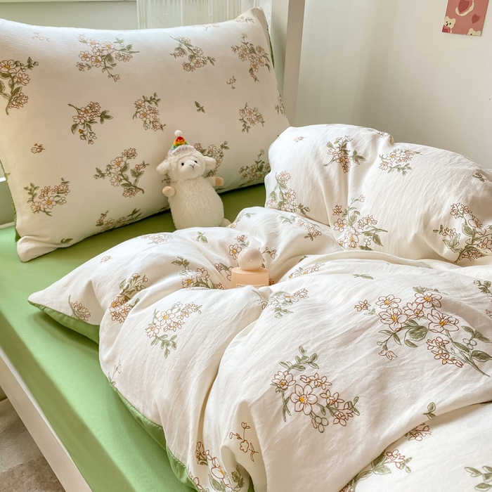 91家纺网 家纺一手货源 找家纺 芷凡家纺 2025新款水洗棉双层纱学生三件套宿舍上下铺三件套 雨季