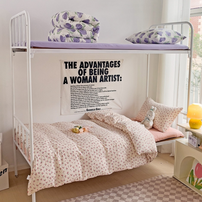 芷凡家纺 2025新款水洗棉双层纱学生三件套宿舍上下铺三件套 遇见-米