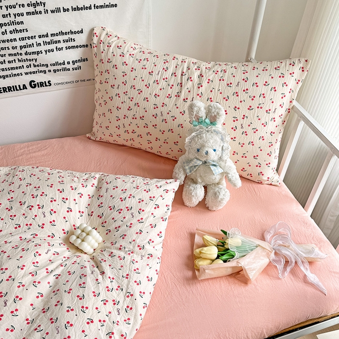 91家纺网 家纺一手货源 找家纺 芷凡家纺 2025新款水洗棉双层纱学生三件套宿舍上下铺三件套 遇见-米