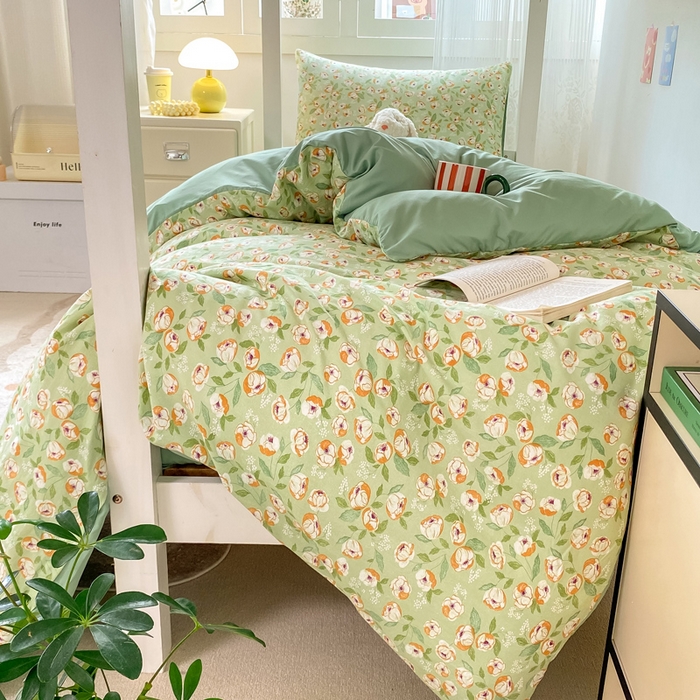 91家纺网 家纺一手货源 找家纺 芷凡家纺 2025新款水洗棉双层纱学生三件套宿舍上下铺三件套 追叙