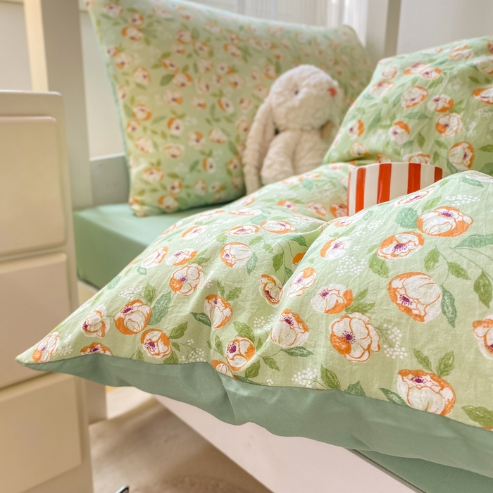 91家纺网 家纺一手货源 找家纺 芷凡家纺 2025新款水洗棉双层纱学生三件套宿舍上下铺三件套 追叙