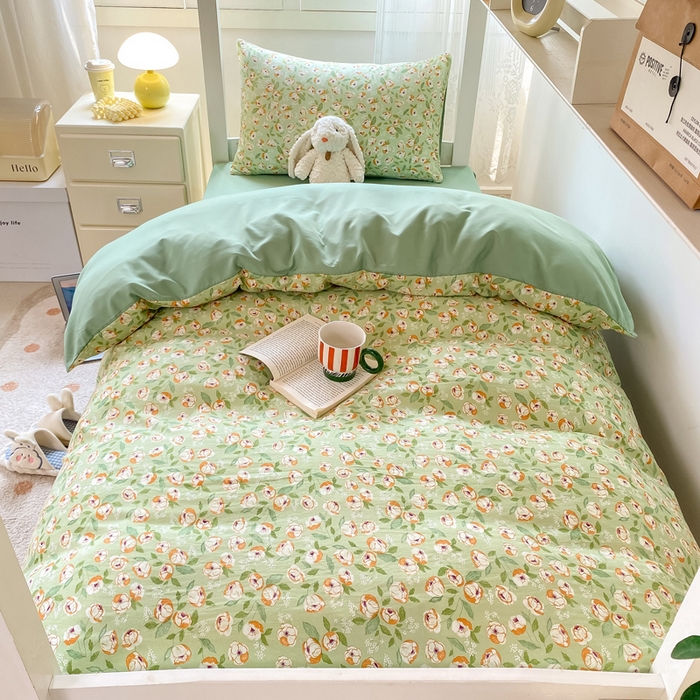 91家纺网 家纺一手货源 找家纺 芷凡家纺 2025新款水洗棉双层纱学生三件套宿舍上下铺三件套 追叙