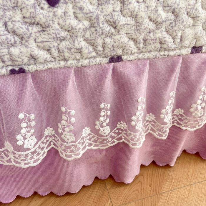 91家纺网 家纺一手货源 找家纺 金梦家居 2025新款高克重牛奶绒印花床盖四件套 紫色爱心