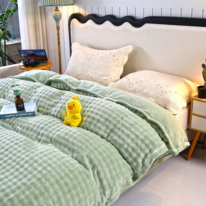 昊恩毛毯 2025新款双面牛奶绒被套 单被套被套单件 暗绿