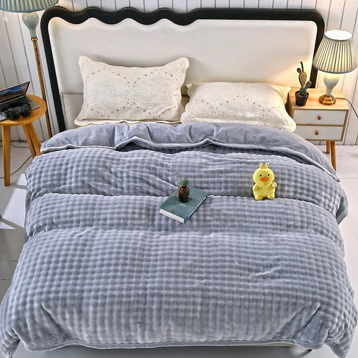 91家纺网 家纺一手货源 找家纺 昊恩毛毯 2025新款双面牛奶绒被套 单被套被套单件 浅灰