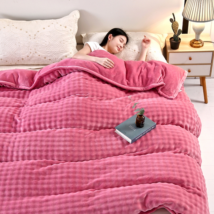 91家纺网 家纺一手货源 找家纺 昊恩毛毯 2025新款双面牛奶绒被套 单被套被套单件 豆沙