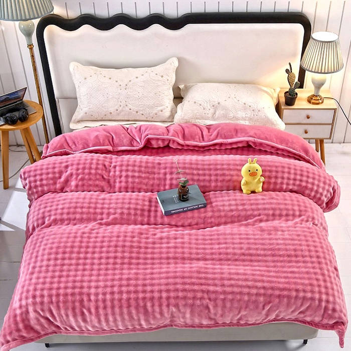 91家纺网 家纺一手货源 找家纺 昊恩毛毯 2025新款双面牛奶绒被套 单被套被套单件 豆沙