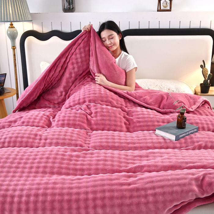 91家纺网 家纺一手货源 找家纺 昊恩毛毯 2025新款双面牛奶绒被套 单被套被套单件 豆沙