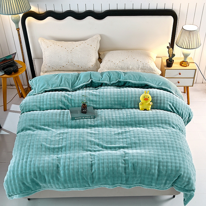 91家纺网 家纺一手货源 找家纺 昊恩毛毯 2025新款双面牛奶绒被套 单被套被套单件 水绿