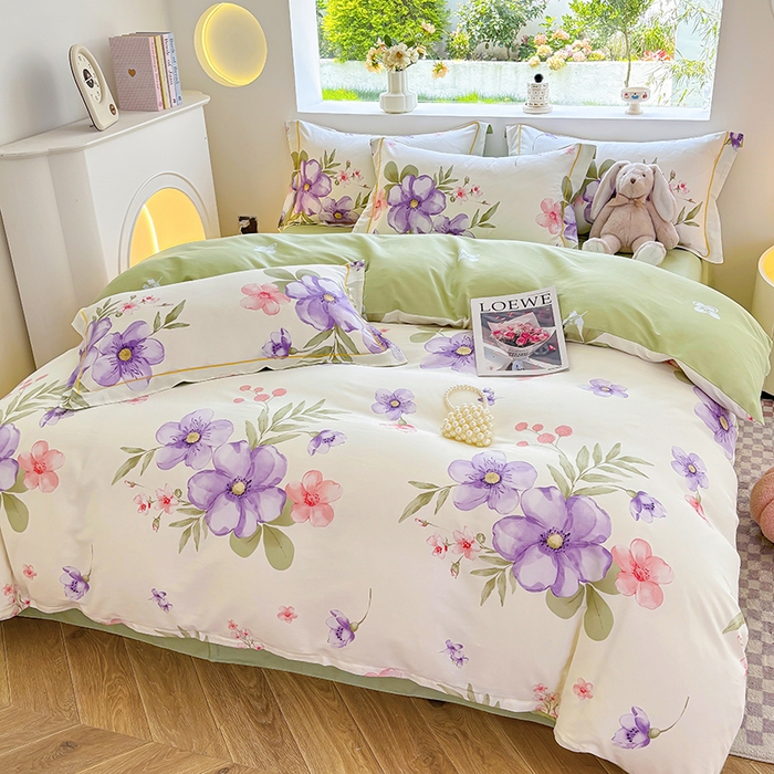 91家纺网 家纺一手货源 找家纺 宇彬家纺 2025新款13070全棉纯棉印花单被套一字绣工艺款 一字绣 春和景明