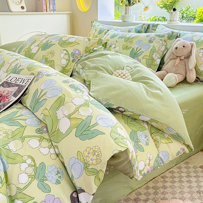 91家纺网 家纺一手货源 找家纺 宇彬家纺 2025新款13070全棉纯棉印花单被套一字绣工艺款 一字绣 恋恋夏日