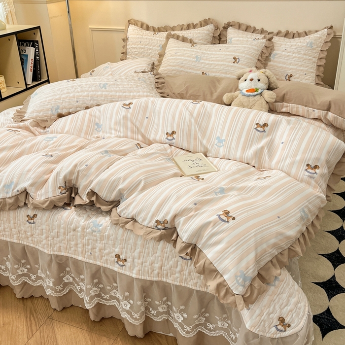 91家纺网 家纺一手货源 找家纺 金梦家居 2025新款针织棉床盖夏被四件套 马上成功