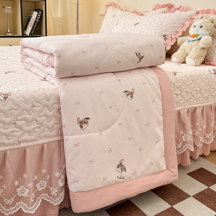 金梦家居 2025新款针织棉床盖夏被四件套 菲菲兔