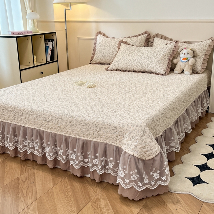 91家纺网 家纺一手货源 找家纺 金梦家居 2025新款针织棉床盖夏被四件套 花丛小兔