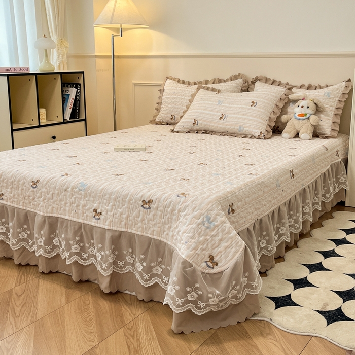 91家纺网 家纺一手货源 找家纺 金梦家居 2025新款针织棉床盖夏被四件套 马上成功