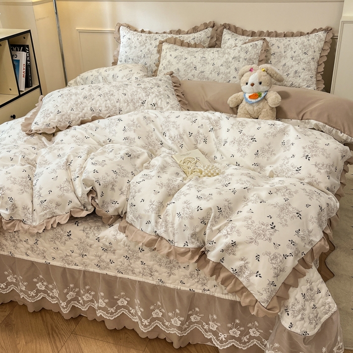 91家纺网 家纺一手货源 找家纺 金梦家居 2025新款针织棉床盖夏被四件套 曼妙花影