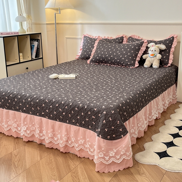 91家纺网 家纺一手货源 找家纺 金梦家居 2025新款针织棉床盖夏被四件套 樱桃之恋