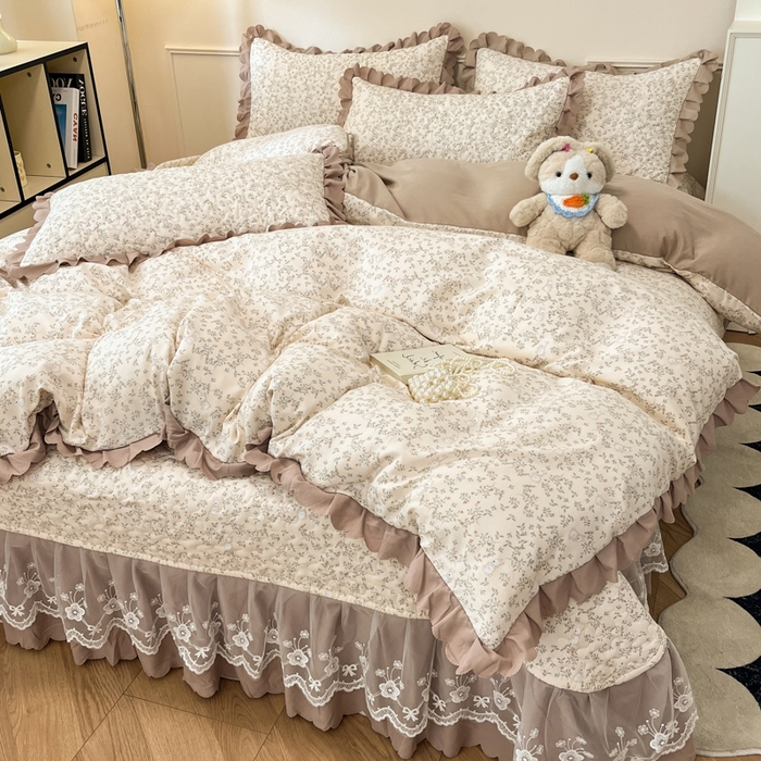 91家纺网 家纺一手货源 找家纺 金梦家居 2025新款针织棉床盖夏被四件套 花丛小兔