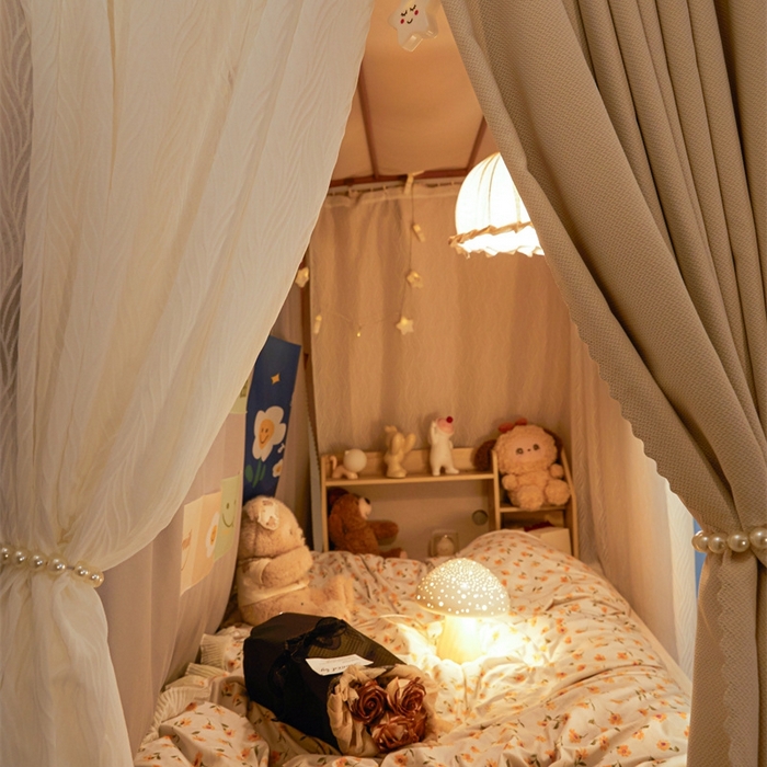 91家纺网 家纺一手货源 找家纺 飞轮海蚊帐 2025新款雪尼尔法式遮光床帘-XD系列 律动-香槟