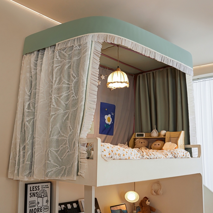 91家纺网 家纺一手货源 找家纺 飞轮海蚊帐 2025新款雪尼尔法式遮光床帘-XD系列 芭蕉叶-芥末绿