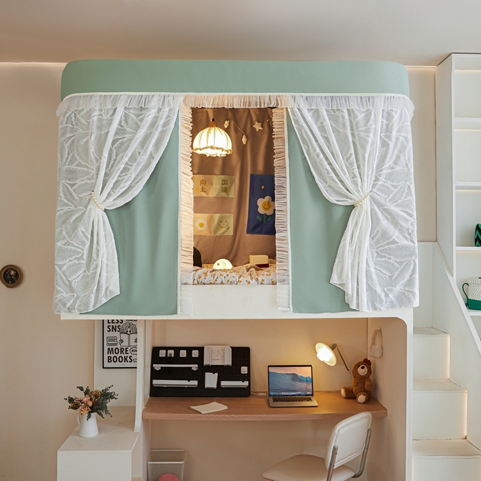 91家纺网 家纺一手货源 找家纺 飞轮海蚊帐 2025新款雪尼尔法式遮光床帘-XD系列 芭蕉叶-芥末绿