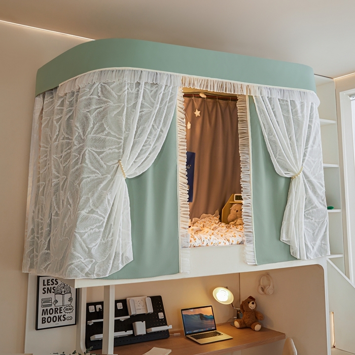 91家纺网 家纺一手货源 找家纺 飞轮海蚊帐 2025新款雪尼尔法式遮光床帘-XD系列 芭蕉叶-芥末绿