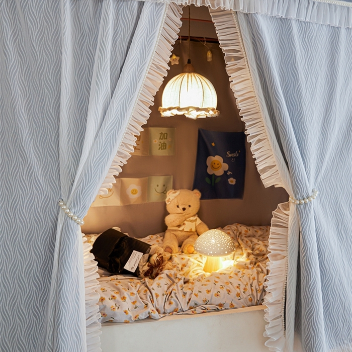 91家纺网 家纺一手货源 找家纺 飞轮海蚊帐 2025新款雪尼尔法式遮光床帘-XD系列 律动-蓝灰