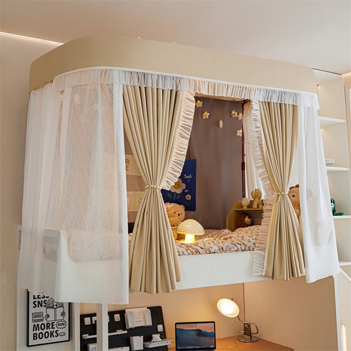 91家纺网 家纺一手货源 找家纺 飞轮海蚊帐 2025新款雪尼尔法式遮光床帘-XD系列 律动-香槟