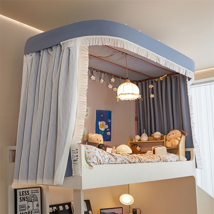 91家纺网 家纺一手货源 找家纺 飞轮海蚊帐 2025新款雪尼尔法式遮光床帘-XD系列 律动-蓝灰