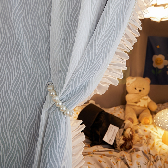 91家纺网 家纺一手货源 找家纺 飞轮海蚊帐 2025新款雪尼尔法式遮光床帘-XD系列 律动-蓝灰