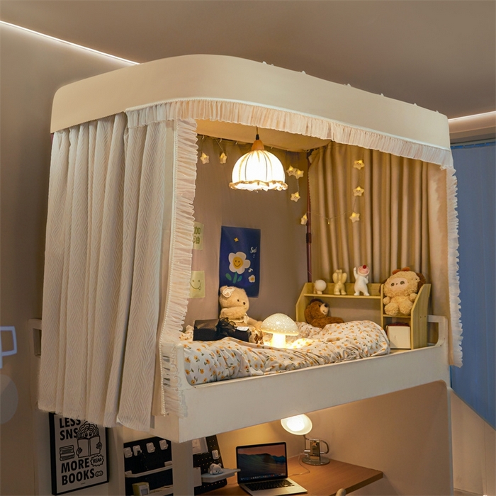 91家纺网 家纺一手货源 找家纺 飞轮海蚊帐 2025新款雪尼尔法式遮光床帘-XD系列 律动-香槟