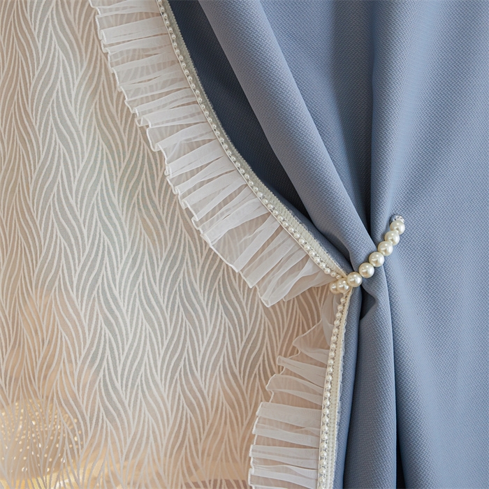 91家纺网 家纺一手货源 找家纺 飞轮海蚊帐 2025新款雪尼尔法式遮光床帘-XD系列 律动-蓝灰