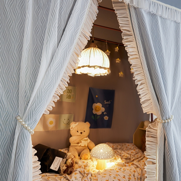 91家纺网 家纺一手货源 找家纺 飞轮海蚊帐 2025新款雪尼尔法式遮光床帘-XD系列 律动-蓝灰