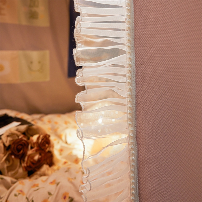 91家纺网 家纺一手货源 找家纺 飞轮海蚊帐 2025新款雪尼尔法式遮光床帘-XD系列 云朵-粉