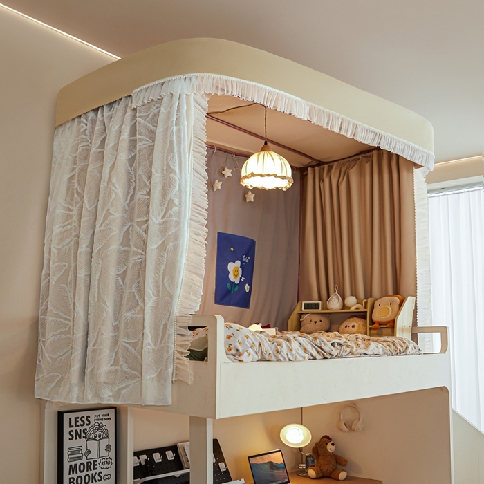 91家纺网 家纺一手货源 找家纺 飞轮海蚊帐 2025新款雪尼尔法式遮光床帘-XD系列 芭蕉叶-香槟