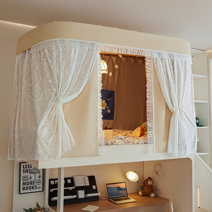 91家纺网 家纺一手货源 找家纺 飞轮海蚊帐 2025新款雪尼尔法式遮光床帘-XD系列 芭蕉叶-香槟