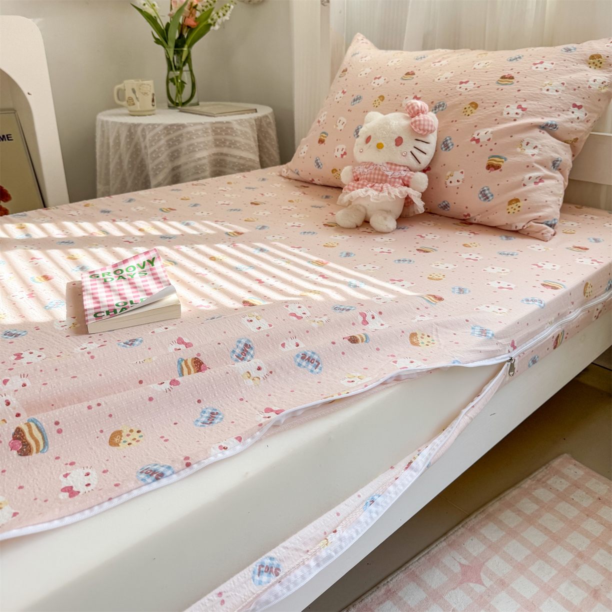 91家纺网 家纺一手货源 找家纺 （总）多品家纺 2025新款超柔双层纱学生宿舍单品床垫套