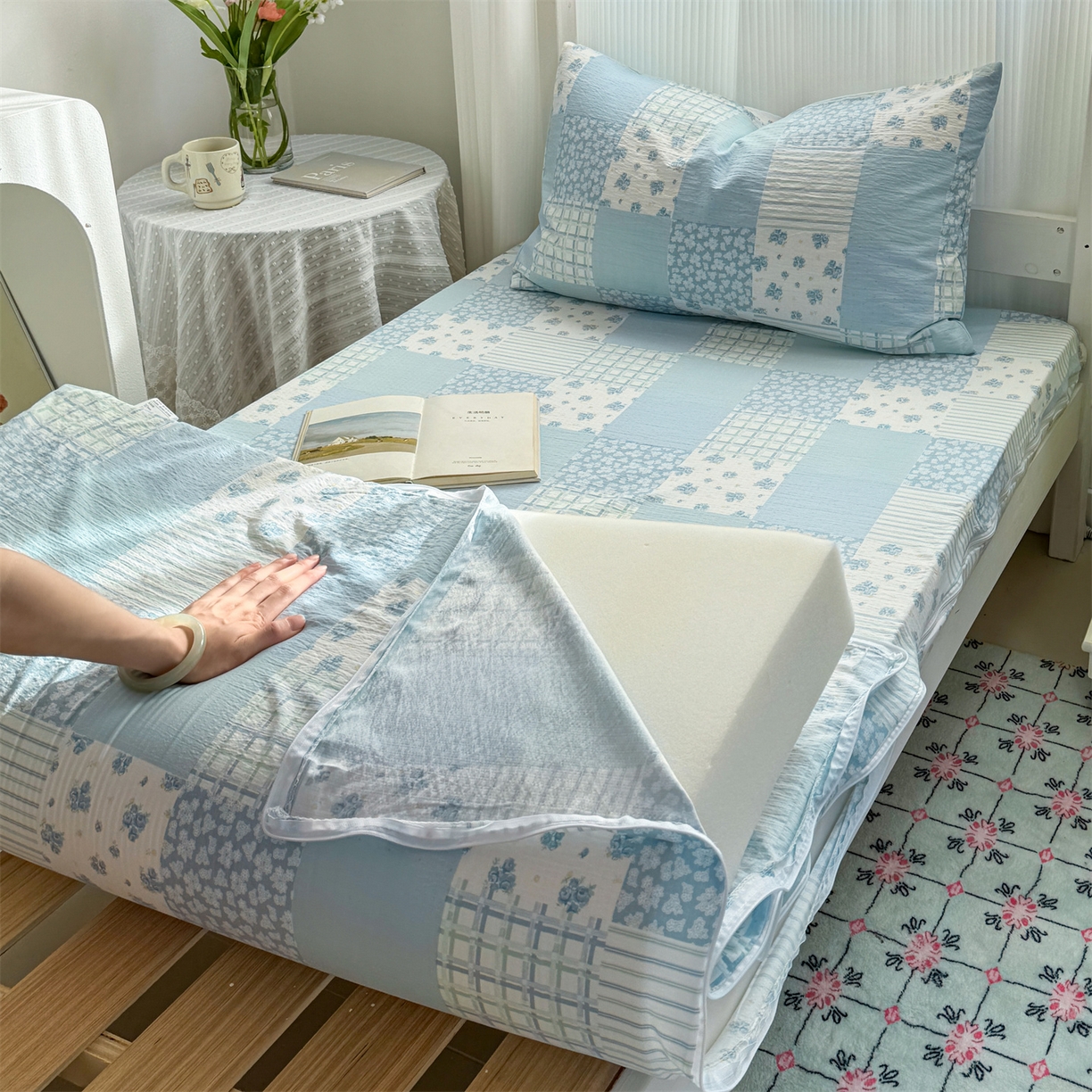 91家纺网 家纺一手货源 找家纺 （总）多品家纺 2025新款超柔双层纱学生宿舍单品床垫套